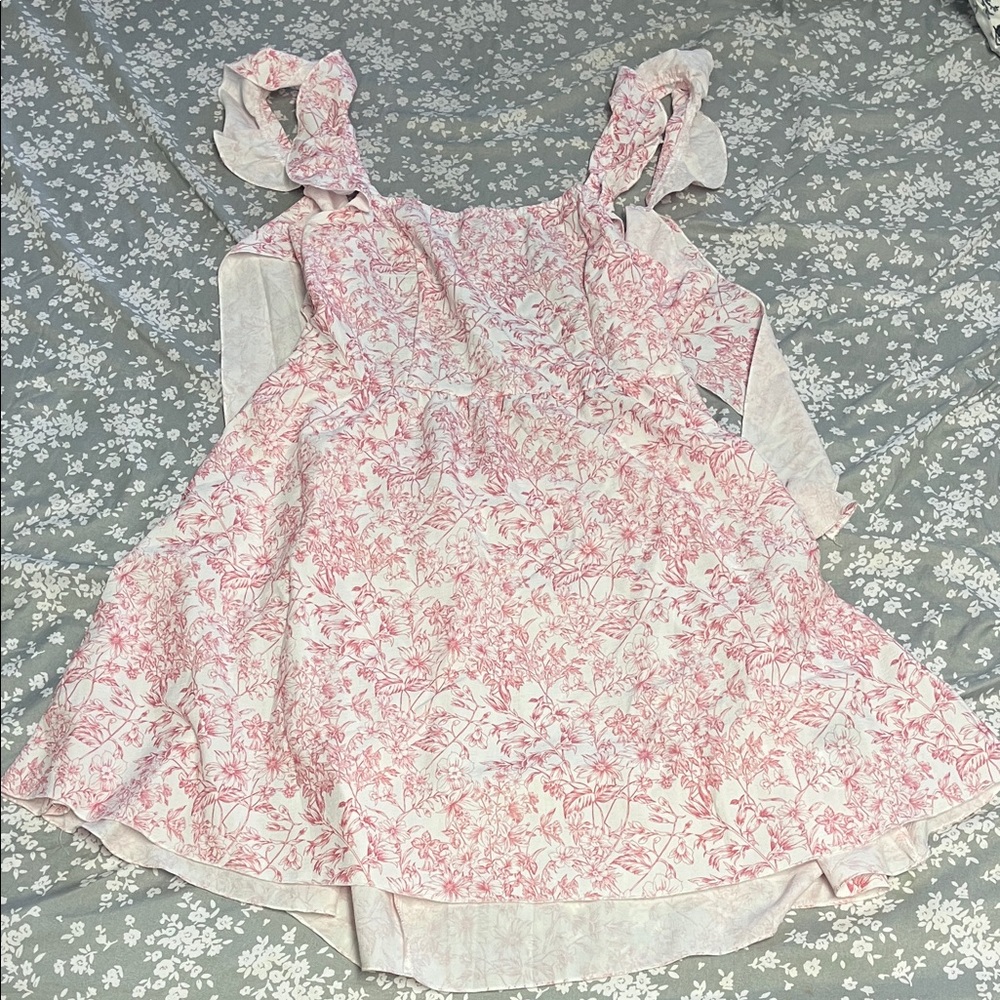 Floral Pink and White Dress